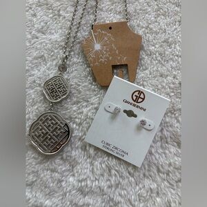 Giani Bernini Sterling Silver Earrings and Unbrand Necklace Set